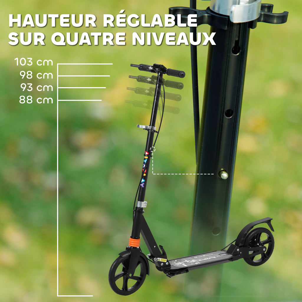 Trottinette enfants, trottinette pliable à 2 roues, guidon à 4 réglages en hauteur, 94 x 36 x 88-103 cm, noir-3