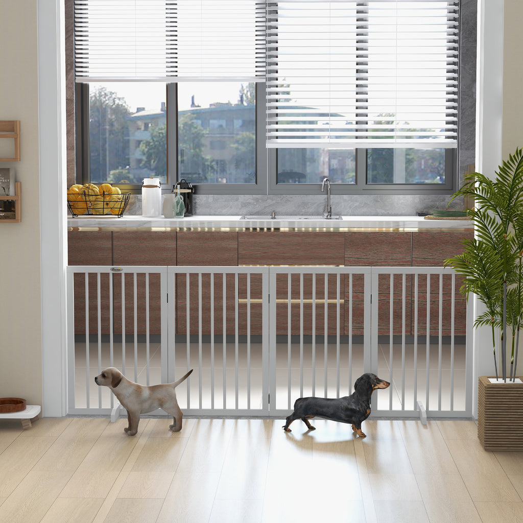 Barrière de sécurité modulable pliable pour animaux de compagnie avec pied de support, bois massif, 206 x 35,5 x 76 cm-9