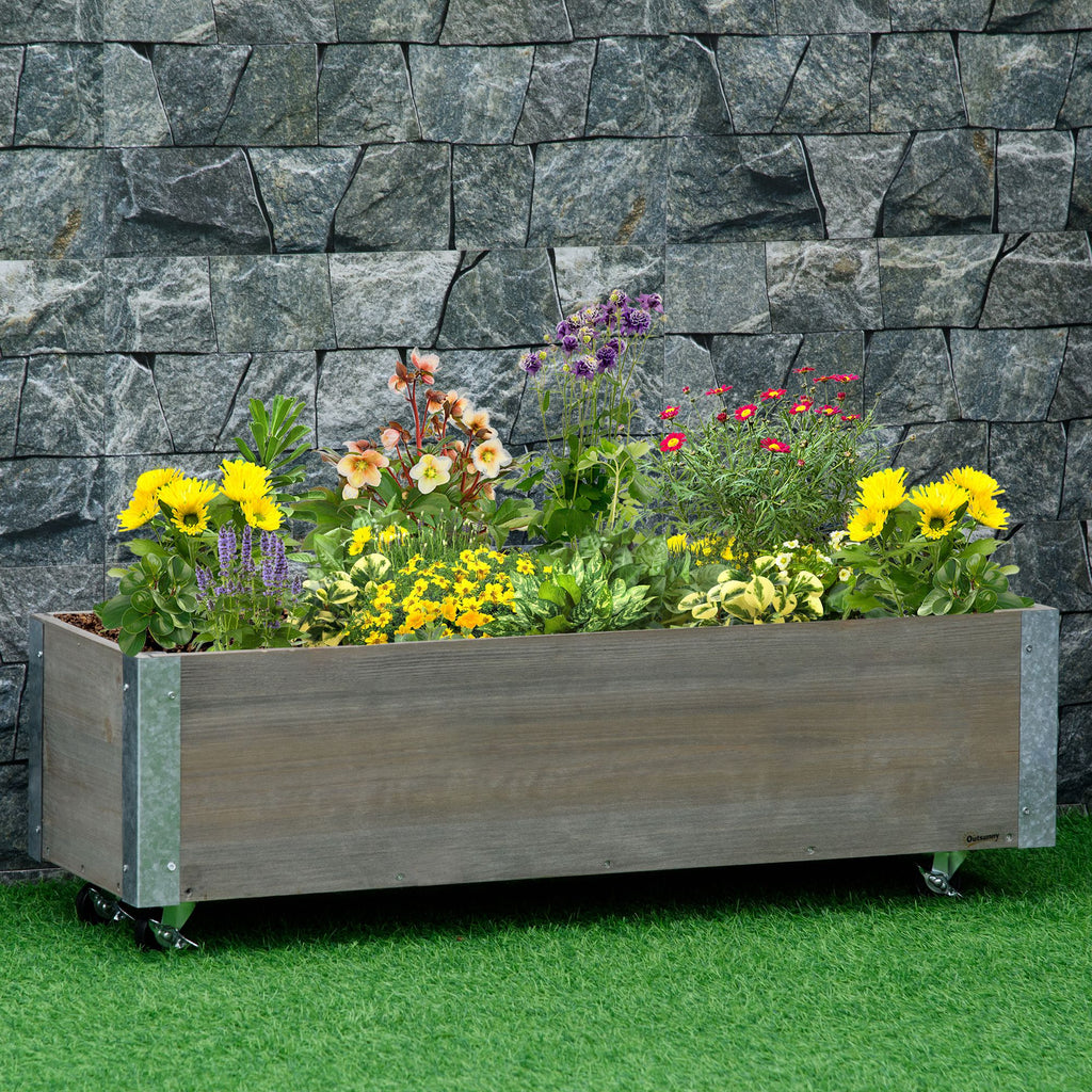 Jardinière sur roulettes - jardinière rectangulaire - Inserts d'irrigation, Feutre de Drainage gris-9