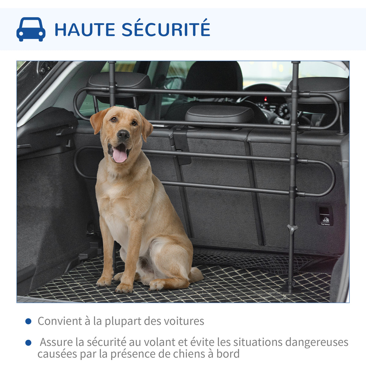 Grille de séparation pour chien universel, barrière de sécurité extensible pour animaux de compagnie, en acier noir-5
