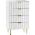 Commode 4 tiroirs commode chambre meuble de rangement moderne avec poignées et pieds dorés, dim. 60 x 40 x 96 cm, blanc-0