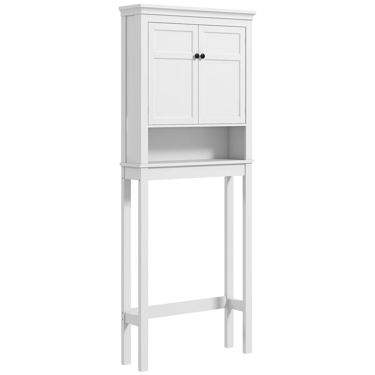 Meuble WC dessus de toilette meuble machine à laver meuble salle de bain placard 2 portes étagères réglables blanc-0