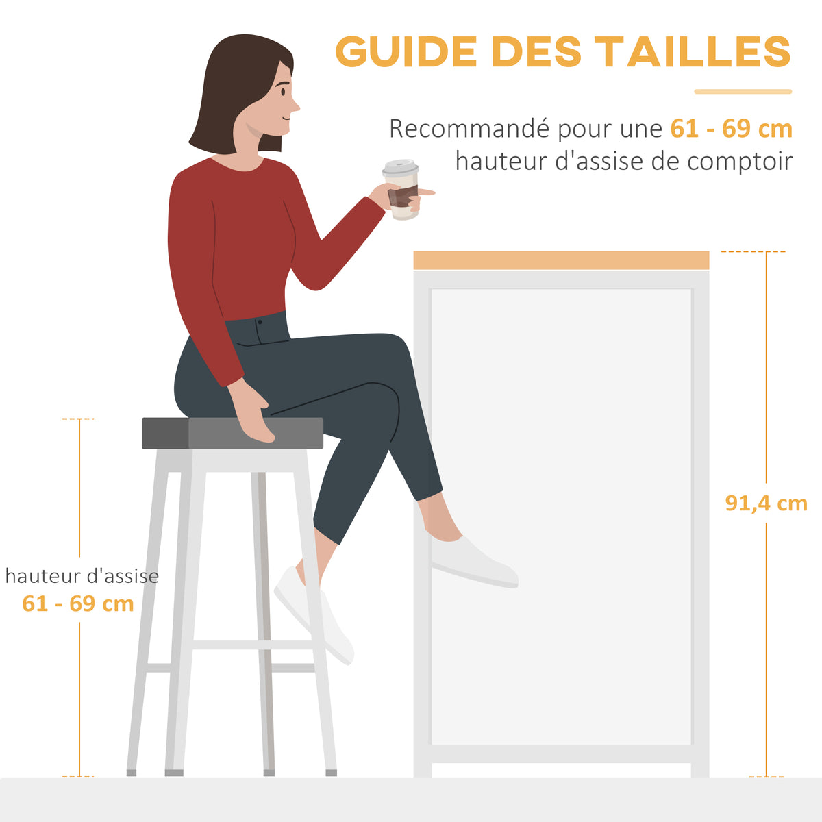 Ilot centra table de bar plateau latéral  rabattable et 3 étagères 120 x 76 x 91,4 cm Brun Rustique-6