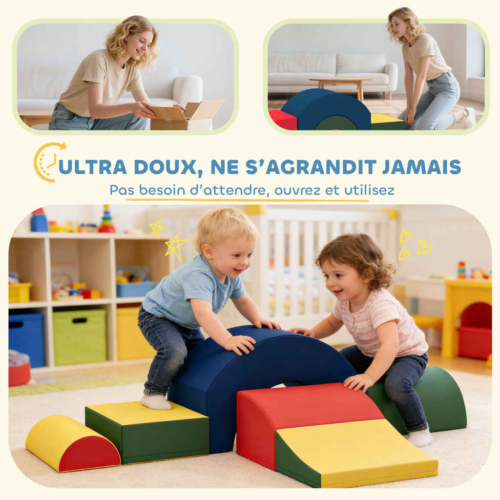 Module motricité bébé 5PCS parcours motricité bébé en mousse EVA pour enfants d'âge préscolaire, multicolore-4
