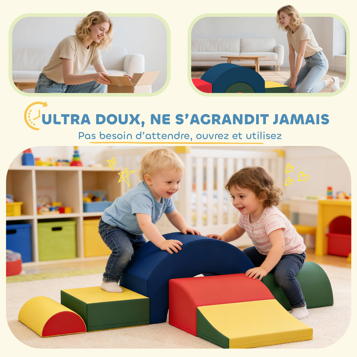 Module motricité bébé 5PCS parcours motricité bébé en mousse EVA pour enfants d'âge préscolaire, multicolore-4