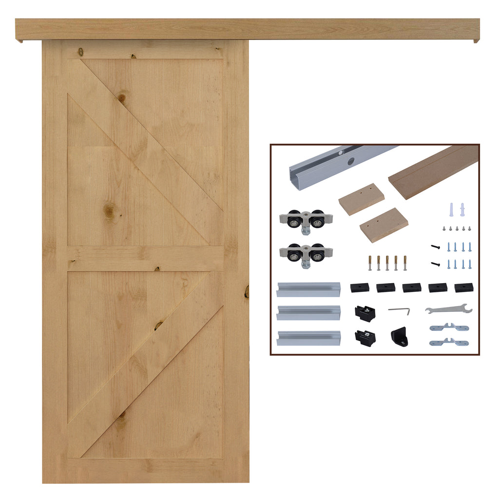 Kit Complet de Porte Coulissante en Bois, Quincaillerie Système Galandage pour Porte Épaisseur 35-45 mm, Charge Max. 75 kg, Rail, Roulettes, Vis, 200 x 3,05 cm, Brun-8