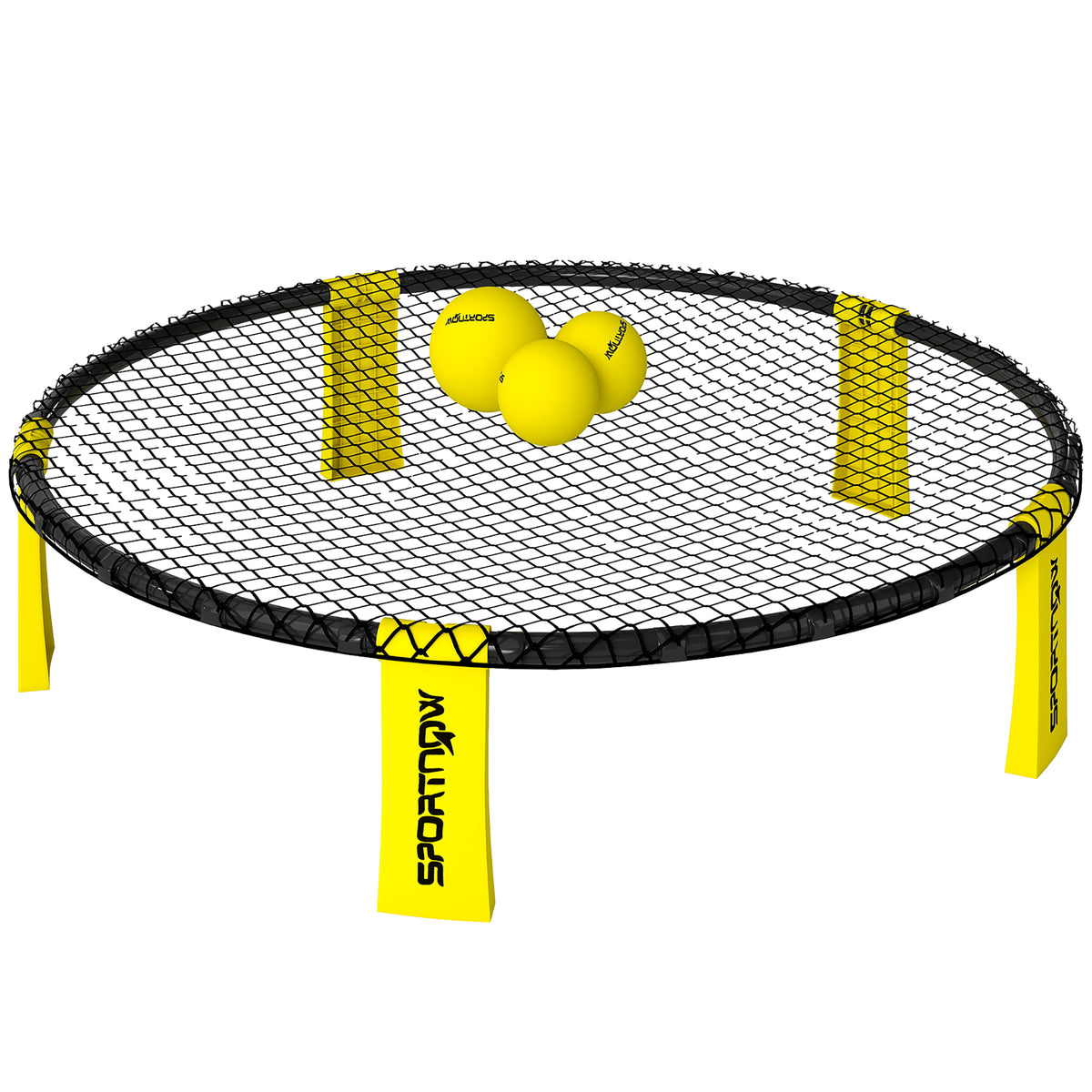 Ensemble jeu de mini-volleyball en plein air avec filet, 3 balles et pompe, portable avec sac de transport jaune-0