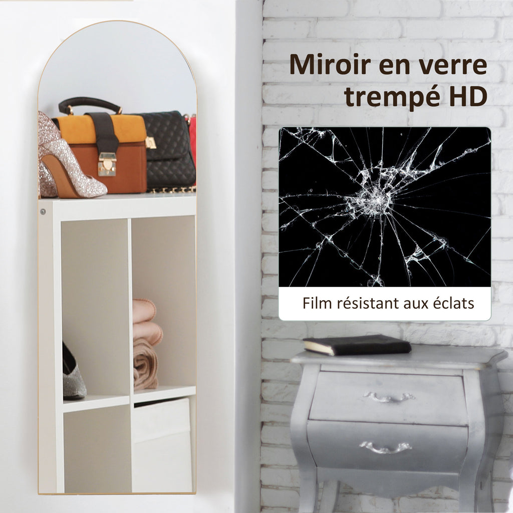 Miroir en pleine longueur 50 x 150 cm miroir sur pied grand miroir mural sans cadre  pour salon, ton doré-4