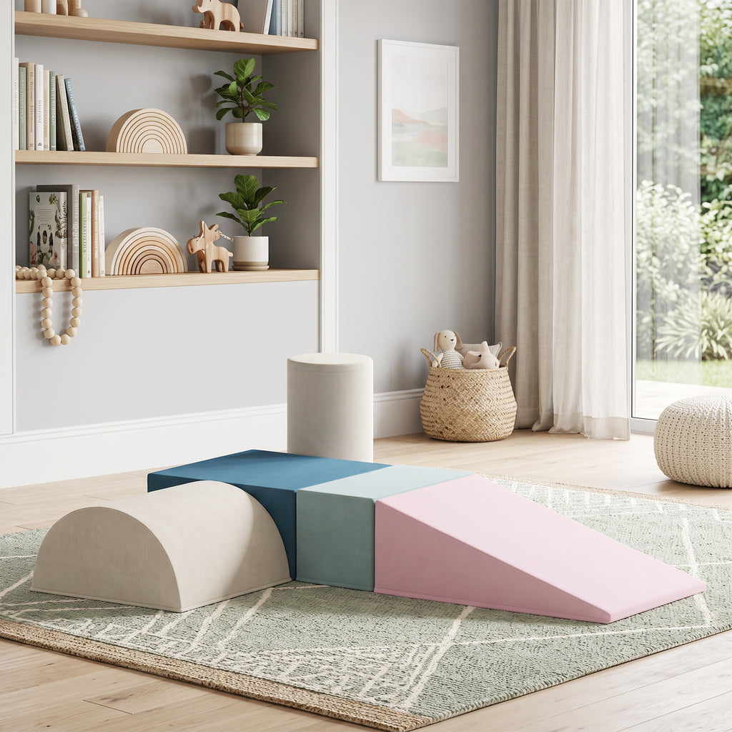 Parcours motricité bébé 5PCS, module en mousse souple avec housse en velours, multicolore-1