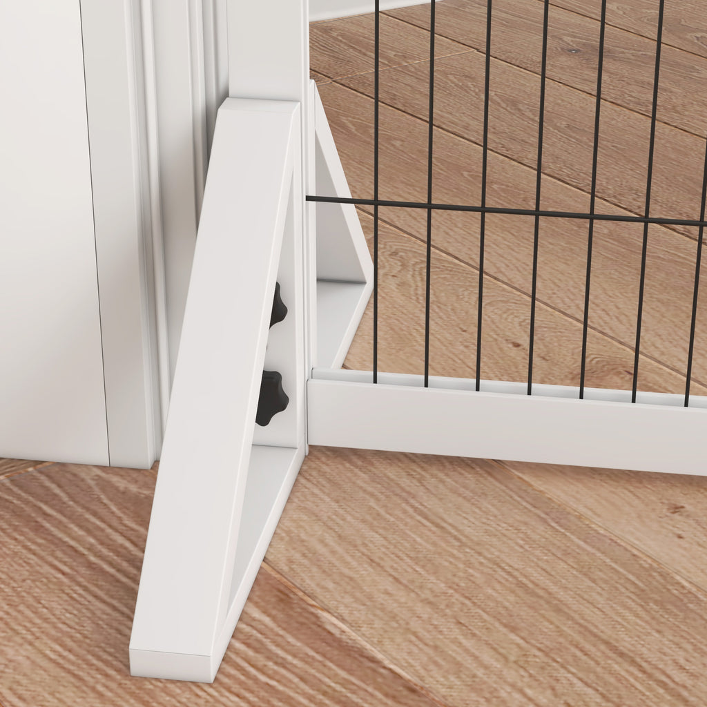 Barrière de sécurité pour chien barrière de protection à 2 panneaux largeur réglable 63-106 cm en bois acier blanc-7