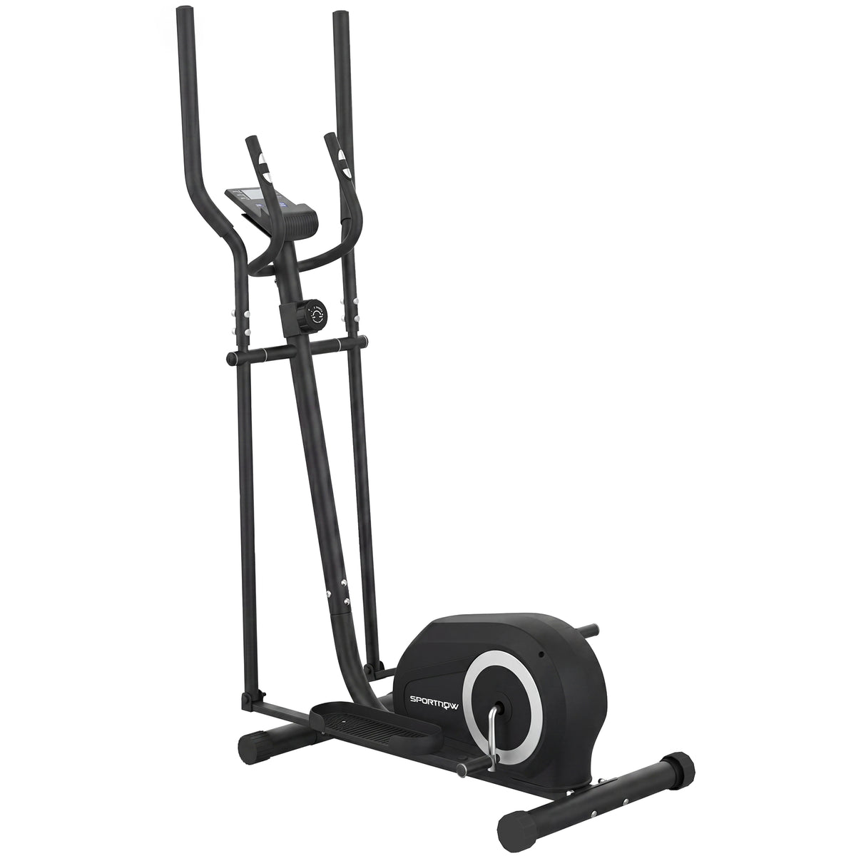 Vélo Elliptique, Écran LCD, Résistance 8 Niveaux, Capteur Pouls, Bluetooth, Support pour Téléphone, 100x52x153cm, Gris-0