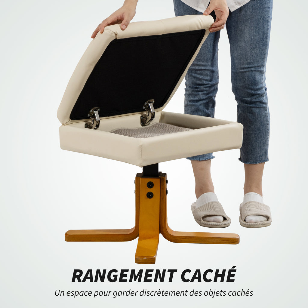 Fauteuil massant avec repose-pied, dossier inclinable jusqu'à 135°, coffre de rangement, télécommande-5
