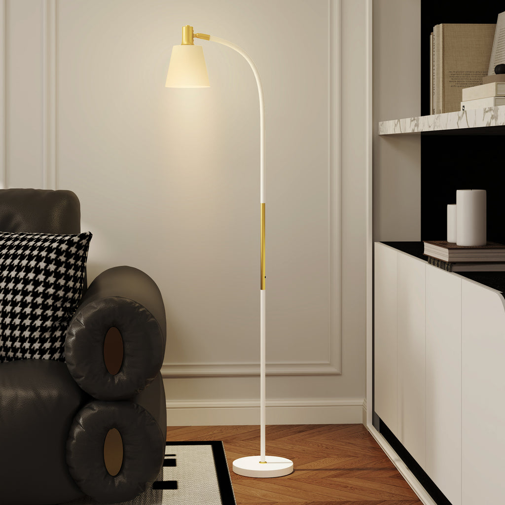 Lampadaire de salon réglable en hauteur 127-160 cm avec interrupteur, douille E27, blanc-1