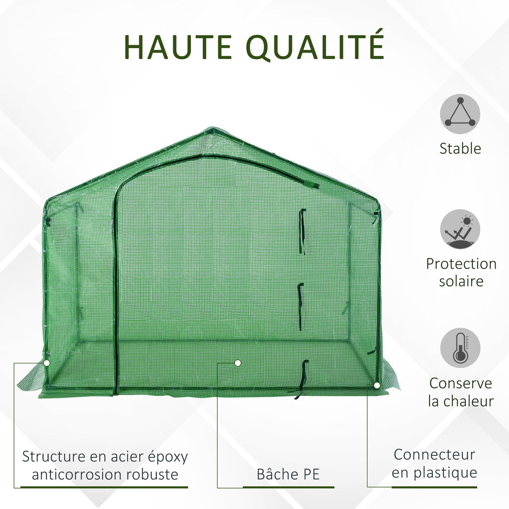 Serre de jardin PE, serre de balcon, bâche renforcée, châssis en acier, porte zippée enroulable, pour légumes plantes, intérieur et extérieur, 180 x 100 x 168 cm, vert-3