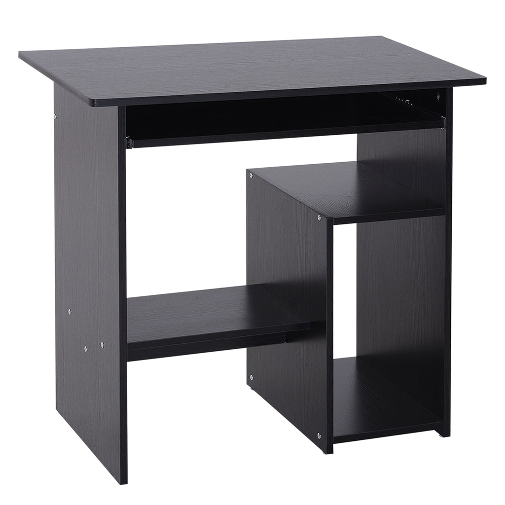 Bureau d'ordinateur, bureau avec rangement, plateau pour clavier et support de moniteur, 80 x 45 x 75 cm, noir-0
