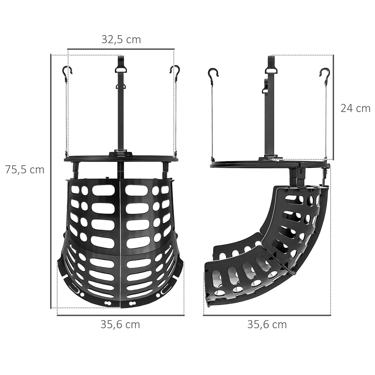 Retour de ballon de basket-ball système de renvoi du ballon de basket rotation à 360° 35,6 x 35,6 x 75,5 cm noir-2