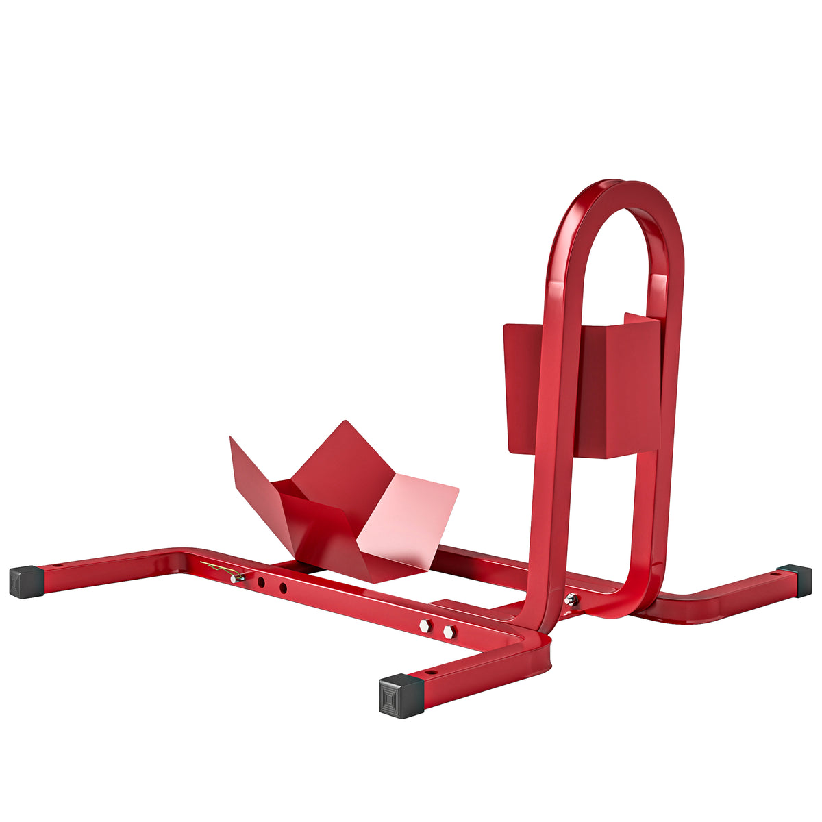 Lève moto béquille d'atelier béquille moto bloque roue 17 à 21 pouces patins antidérapants métal 60 x 55 x 43 cm rouge-0