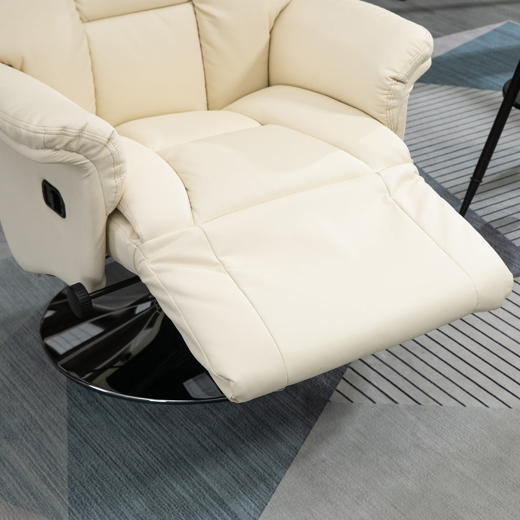 Fauteuil de relaxation inclinable pivotant repose-pied réglable, jusqu'à 150 kg, pour salon, chambre, home cinéma, crème-7