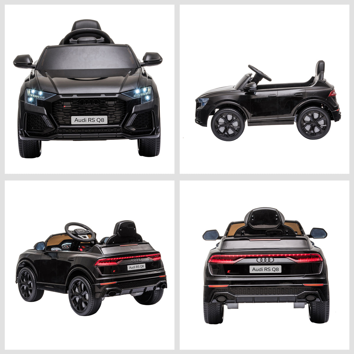 Voiture électrique enfants sous licence Audi RS Q8, véhicule électrique avec télécommande, USB, Bluetooth, noir-8