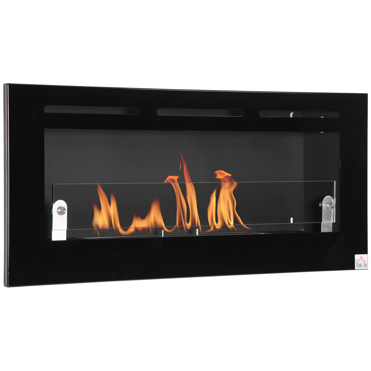 Cheminée bioéthanol Murale encastrable brûleur 2,8 L, environ 3,5 h de durée de combustion dim. 102L x 16l x 43H cm Couverture 25-30 m² Métal-0