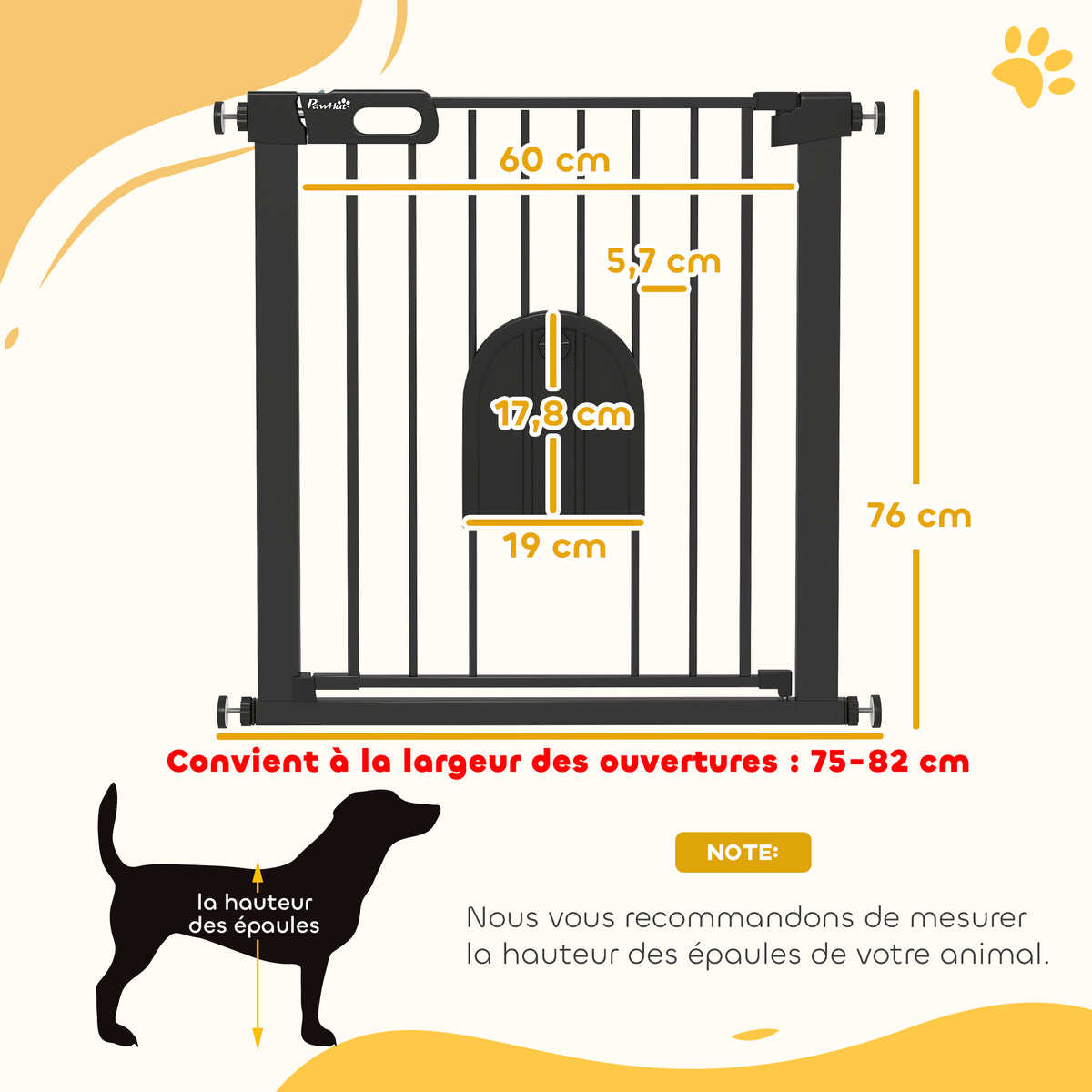 Barrière de sécurité animaux avec porte fermeture automatique système de double verrouillage, acier noir-2