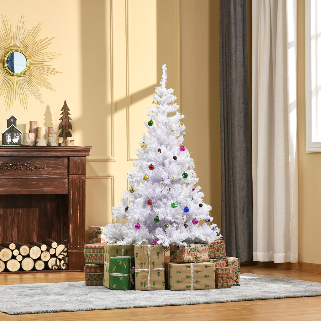 Sapin Arbre de Noël Artificiel Blanc 150 cm 680 Branches avec Nombreux Accessoires variés-9