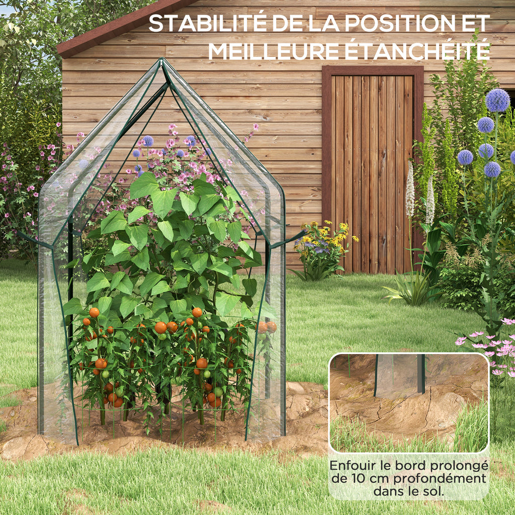 Serre de jardin, Serre à Tomate pour le jardin avec 2 portes zippées, dim. 90 x 90 x 145cm-6