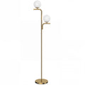 Lampadaire sur Pied Salon à Double Tête, Lampe sur Pied avec 3 Températures de Lumière, Abat-Jour en Verre, Doré-0