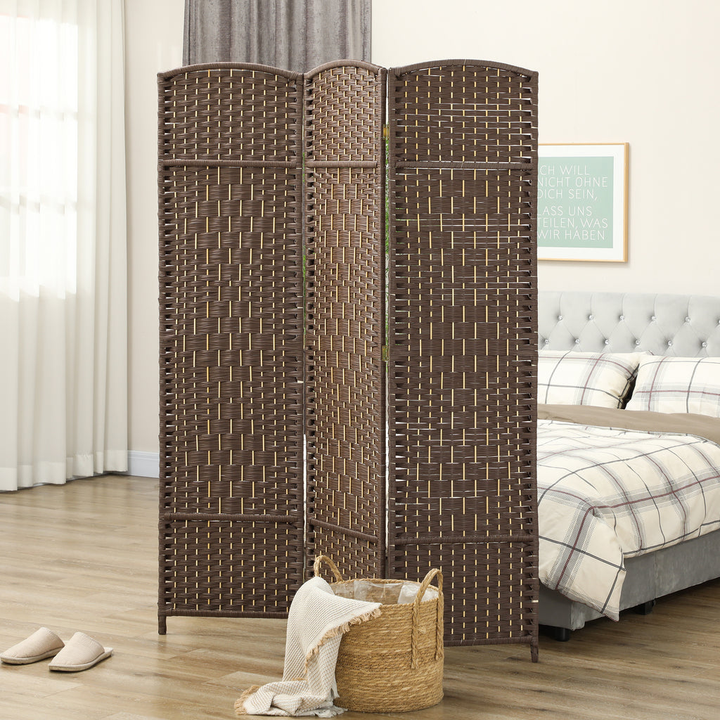 Paravent intérieur en bois 3 panneaux séparateur de pièce pliable pour salon chambre 135 x 180 cm marron-9