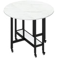 Table à Manger Pliante sur Roulettes, Table de Cuisine pour 4 Personnes avec Étagère Intégrée, 100 x 100 x 75 cm, Blanc-0