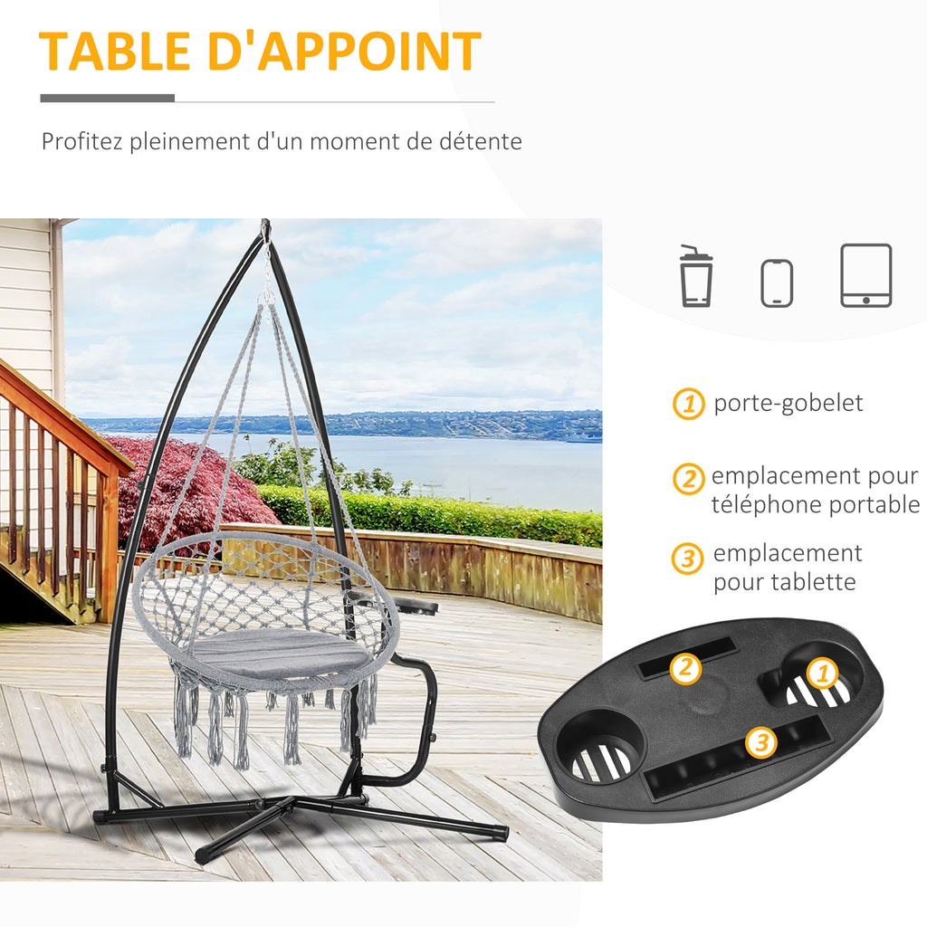 Support pour Fauteuil Suspendu - Pied Fauteuil Suspendu - Tablette réglable Incluse - max 120 Kg-4