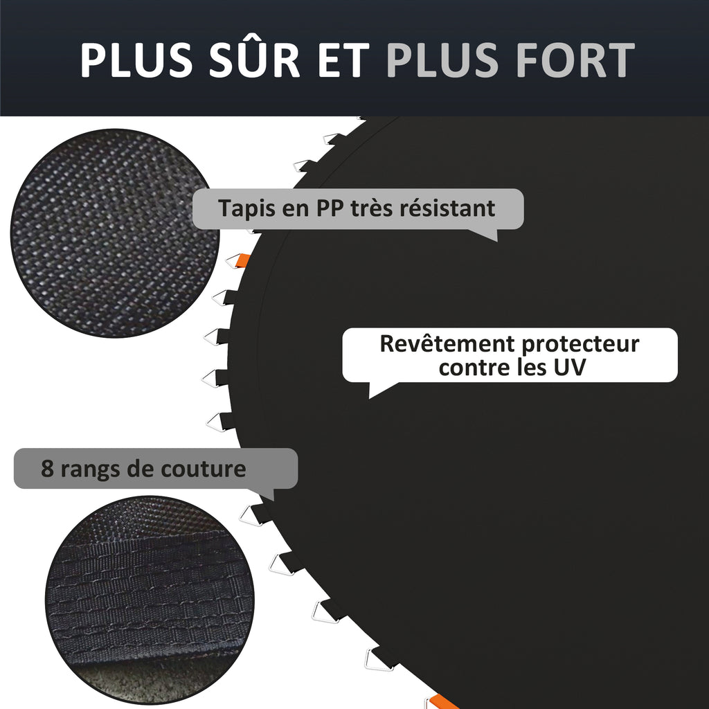 Tapis de rechange pour trampoline tapis de saut de remplacement, compatible trampoline Ø 3,7 m et ressorts de 14 cm-5