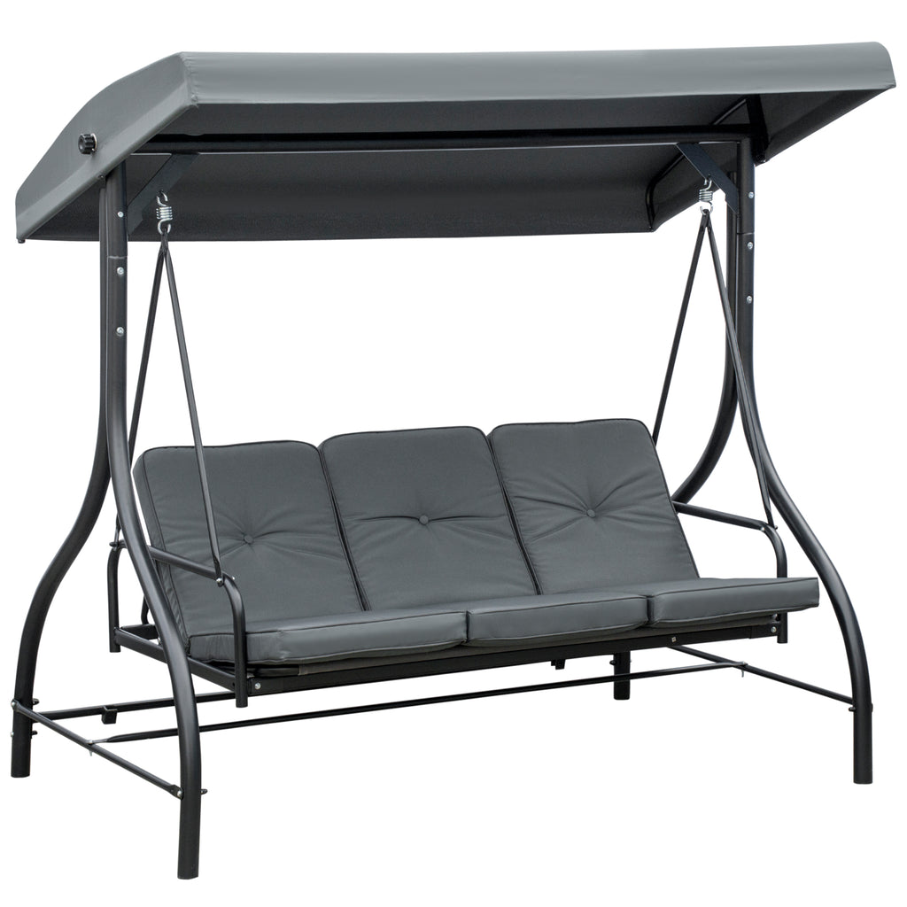 Balancelle de Jardin 3 Places Convertible Inclinaison Toit réglable Matelas Grand Confort Rembourrage 7 cm fourni-9