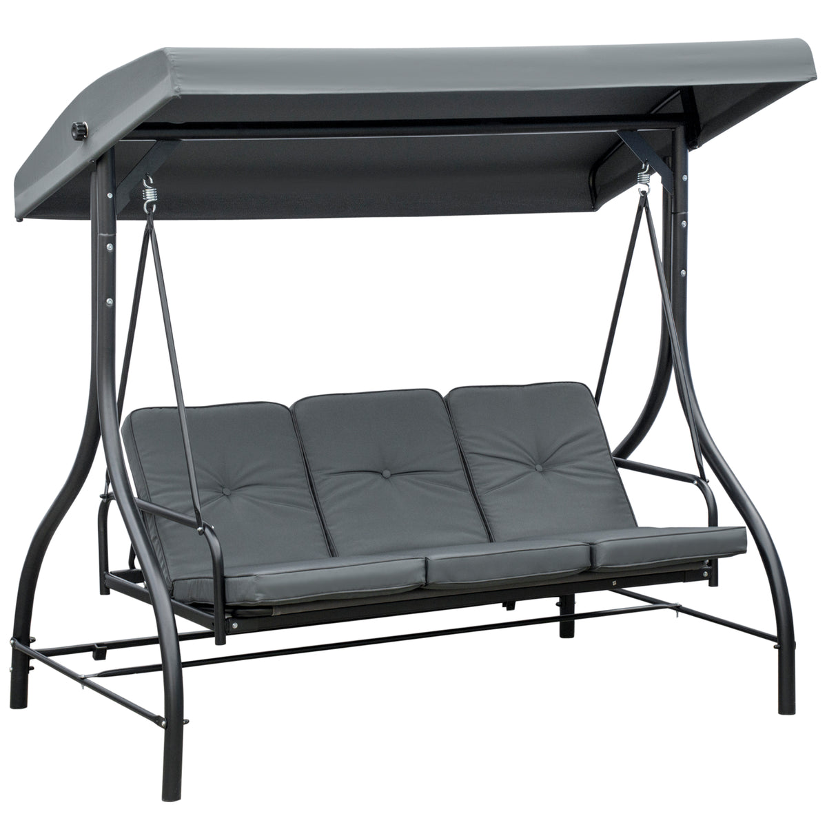 Balancelle de Jardin 3 Places Convertible Inclinaison Toit réglable Matelas Grand Confort Rembourrage 7 cm fourni-9