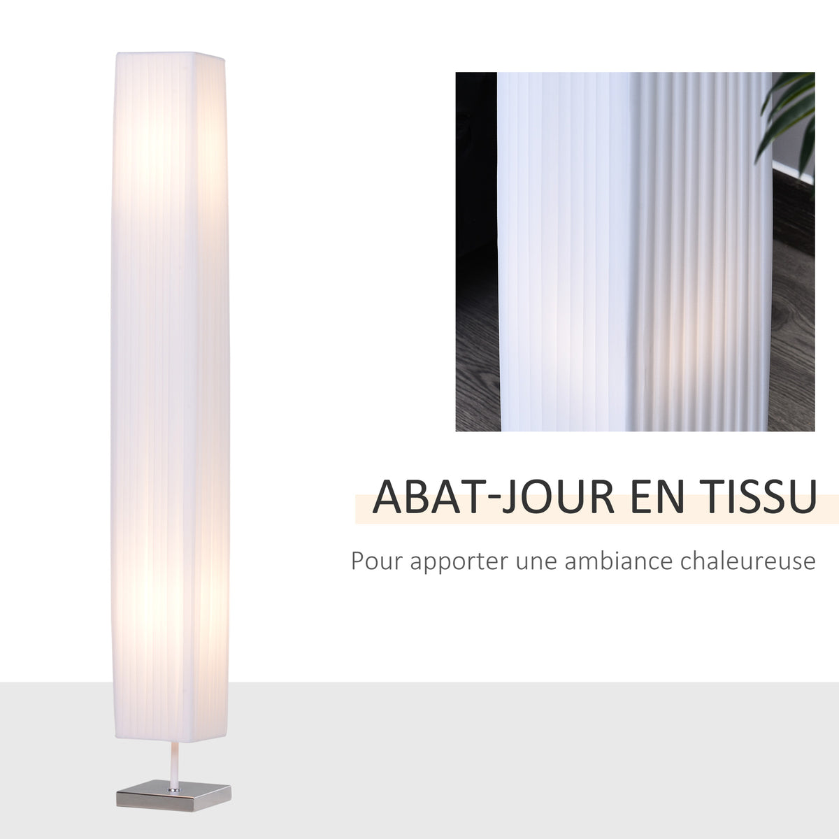 Lampadaire Lampe sur Pied de Salon Style Moderne Lampadaire sur Pied avec Interrupteur Acier Blanc-3