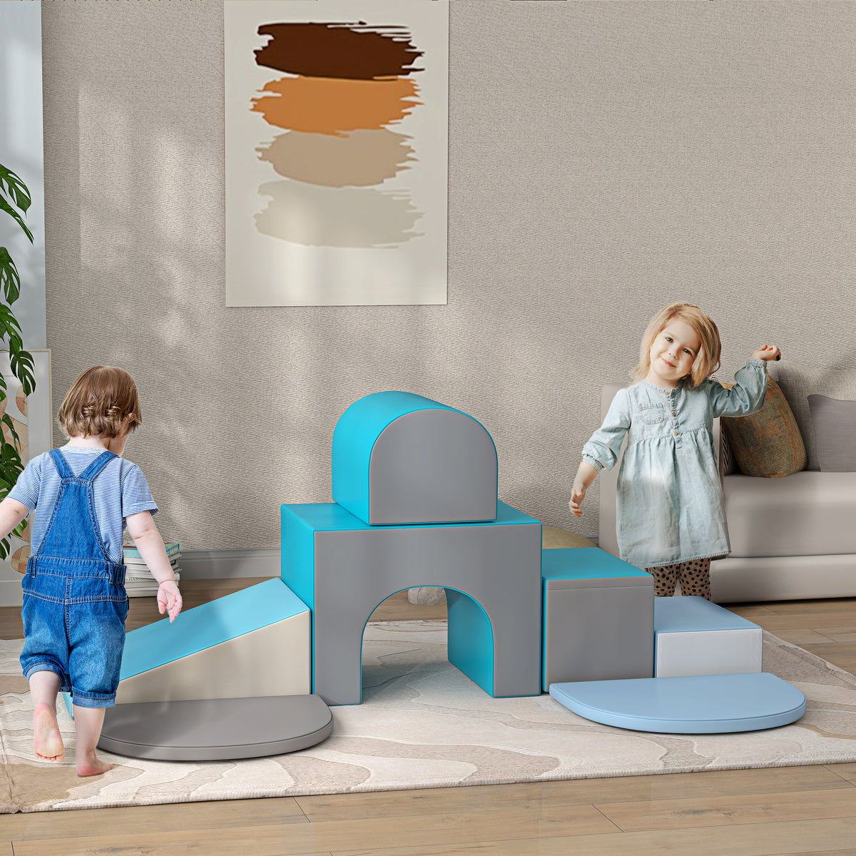 7PCS Module motricité bébé parcours motricité bébé en mousse EPE pour enfants d'âge préscolaire, multicolore-1
