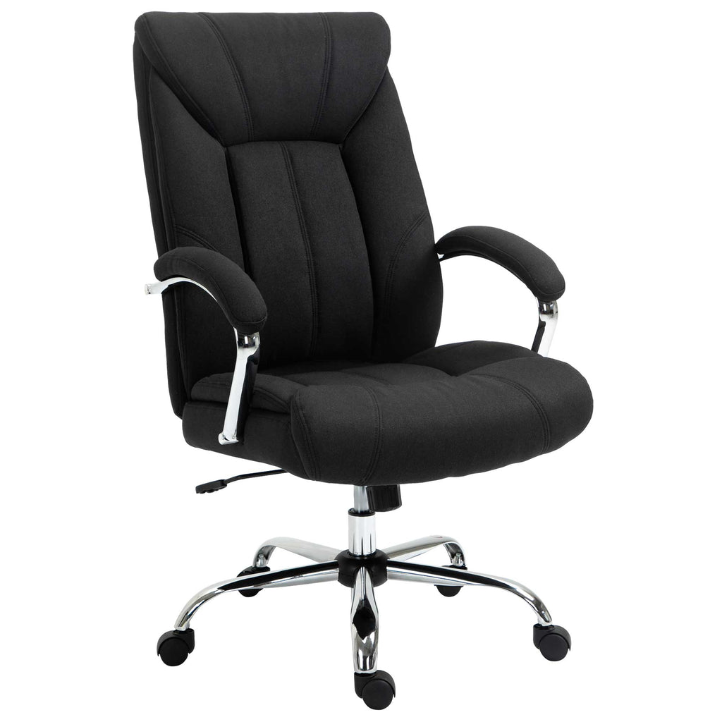 Fauteuil de bureau, chaise de bureau ergonomique, hauteur réglable, dossier haut, fonction de bascule, 65x78x118cm, noir-0