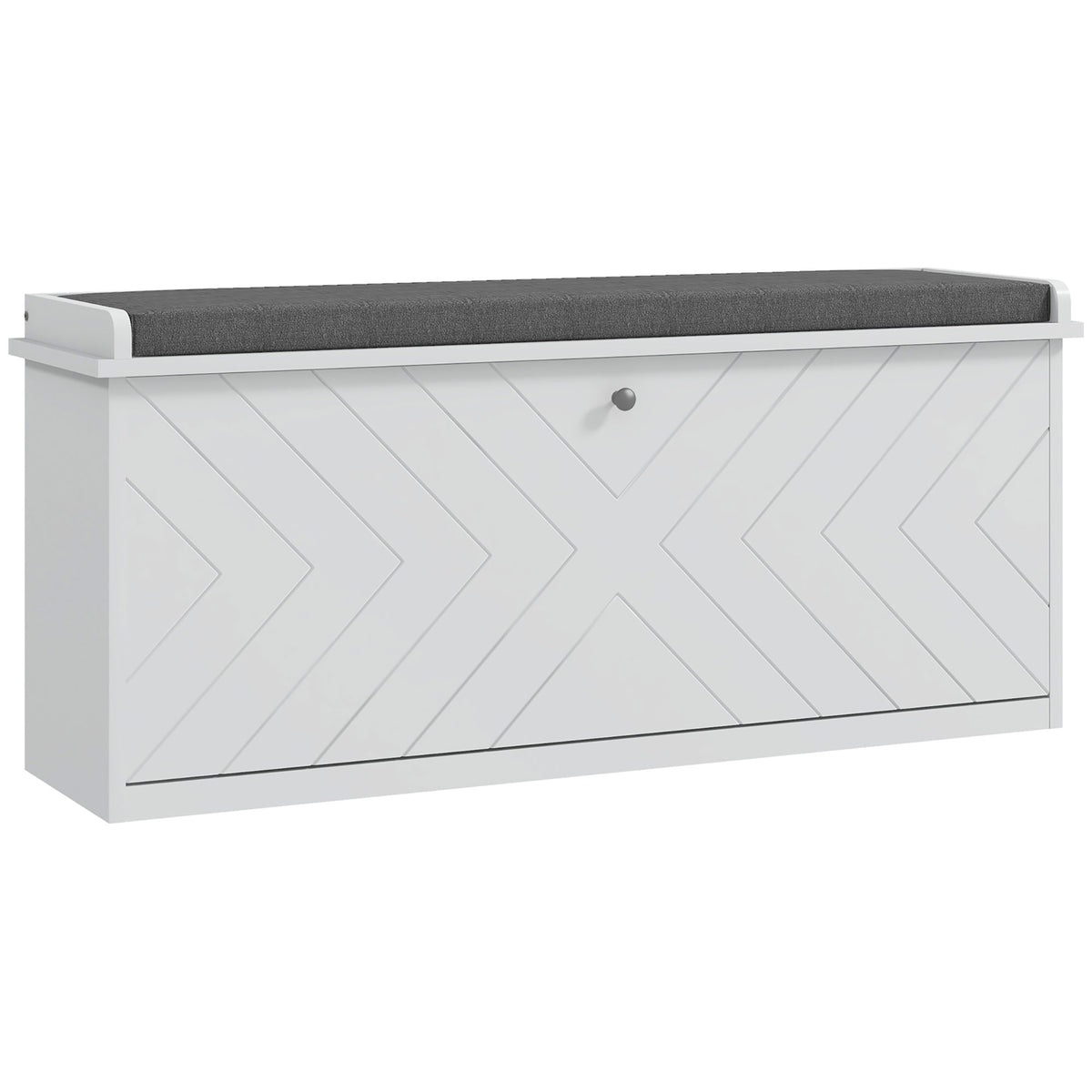 Banc à chaussures avec tiroir rabattable, coussin d'assise et étagère réglable, 100 x 26 x 48 cm, blanc-0