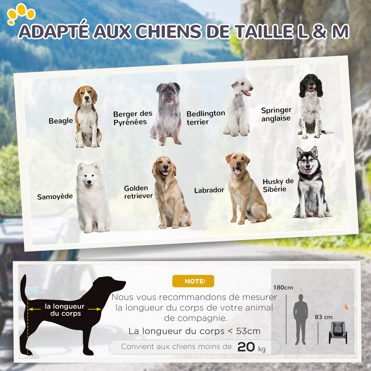 Remorque de vélo pour chien avec fenêtres en maille réflecteurs et drapeau de sécurité 140 x 71 x 83 cm noir-3