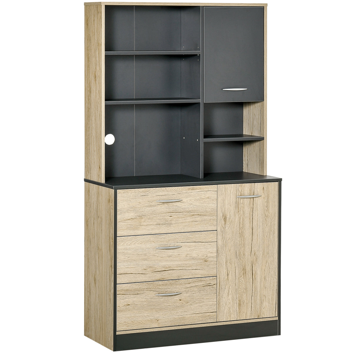 Buffet de cuisine armoire de cuisine multi-rangements 2 portes 3 tiroirs 3 étagères + grand plateau 90L x 39l x-0