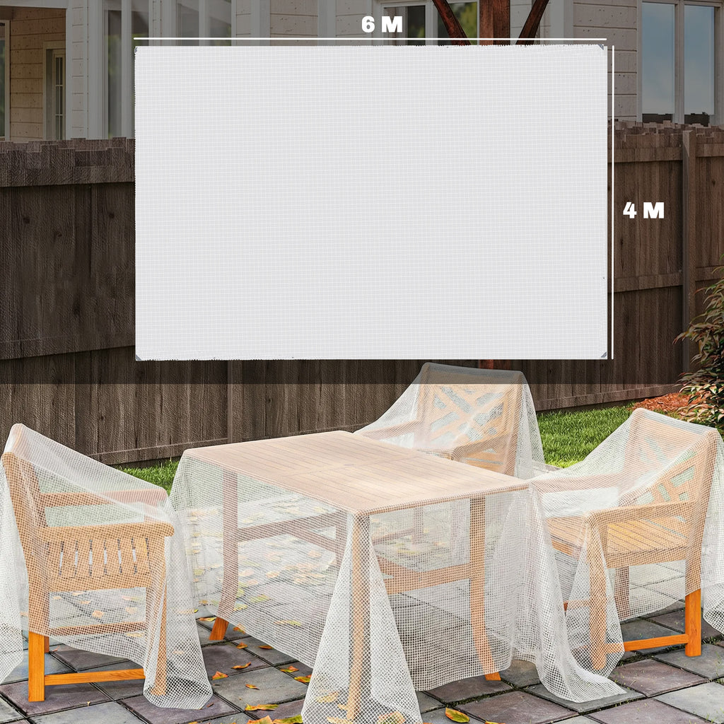 Bâche de Protection 6x4 m en PE 140 g/m² avec 20 Œillets Renforcés, Bâche Imperméable Anti-UV pour Jardin Piscine, Blanc-2