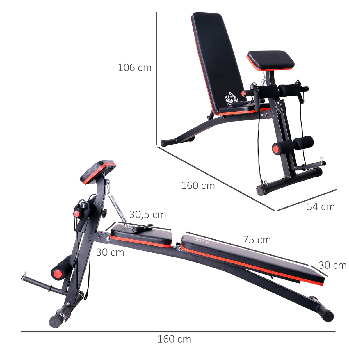 Banc de musculation pliable inclinable, banc réglable pour le développé couché, le curl biceps, la musculation du dos et des abdominaux, avec extenseur des jambes, acier, noir rouge-2