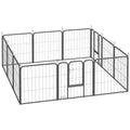 Parc pour chien enclos chien 12 panneaux modulable et pliable acier 2 portes pour chiot intérieur extérieur 60H cm noir-0