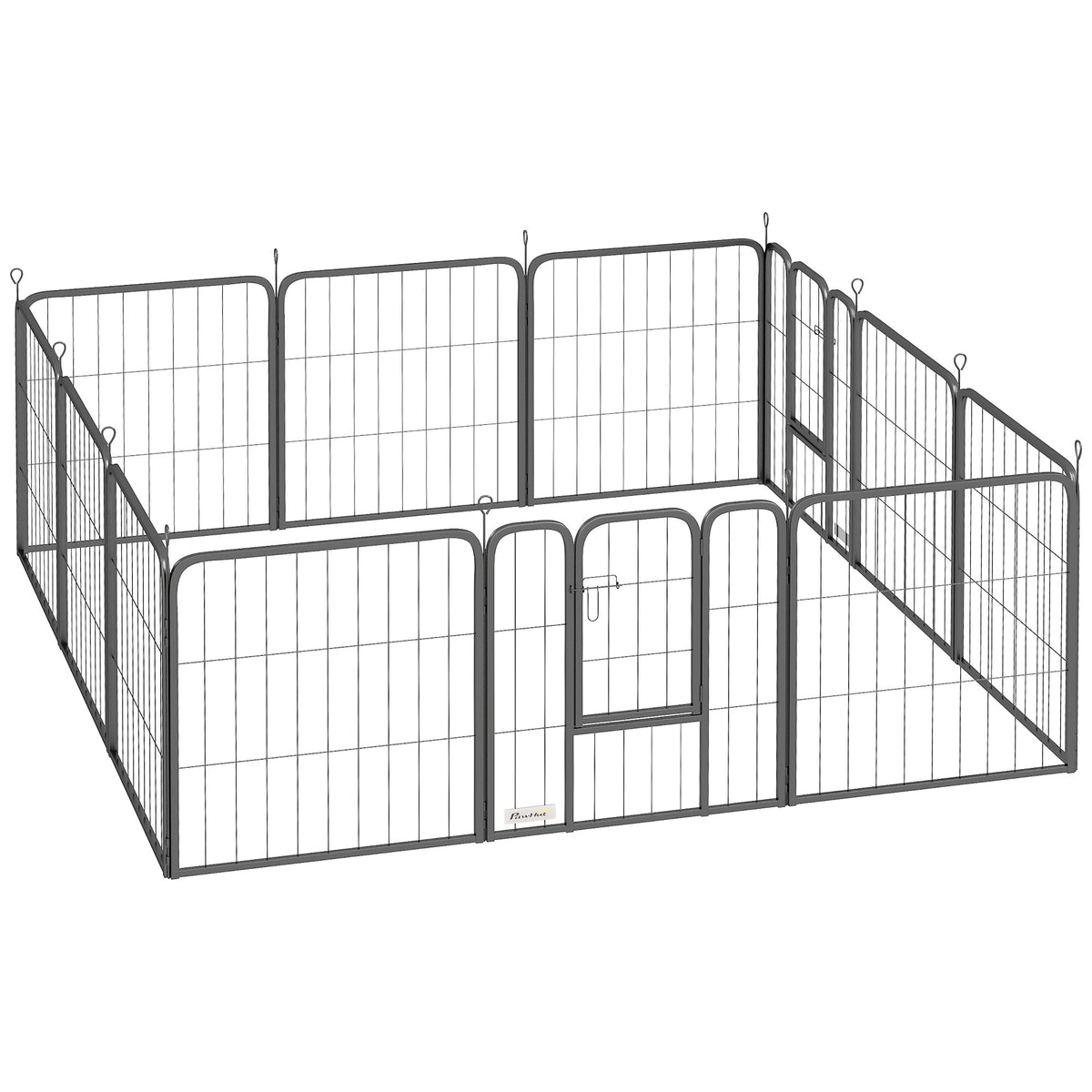 Parc pour chien enclos chien 12 panneaux modulable et pliable acier 2 portes pour chiot intérieur extérieur 60H cm noir-0