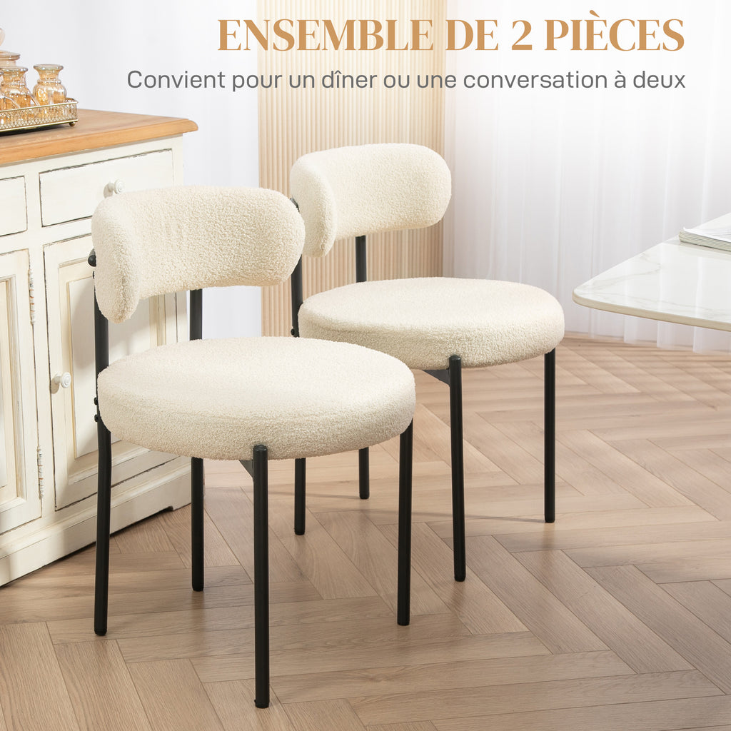 Lot de 2 chaises de salle à manger avec dossier en tissu pieds en acier 51 x 51 x 76 cm beige noir-3