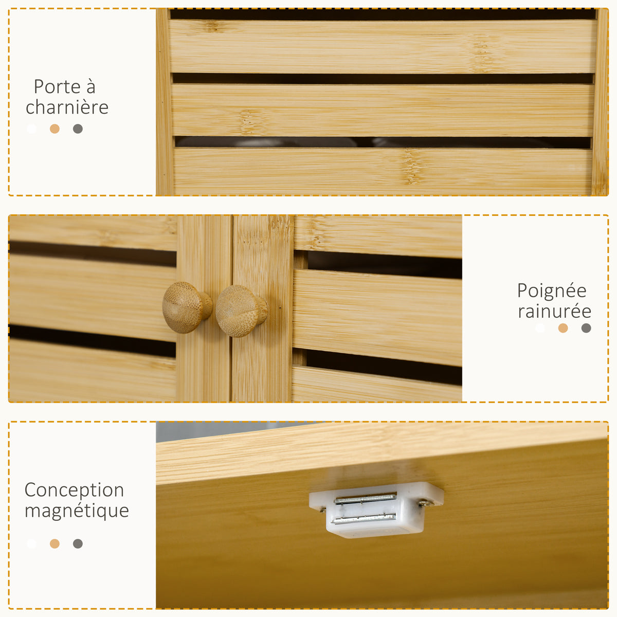 Étagère de toilettes meuble de salle de bain dessus toilette WC avec placard 2 portes et étagère ouverte 60 x 23 x 173 cm bambou-5