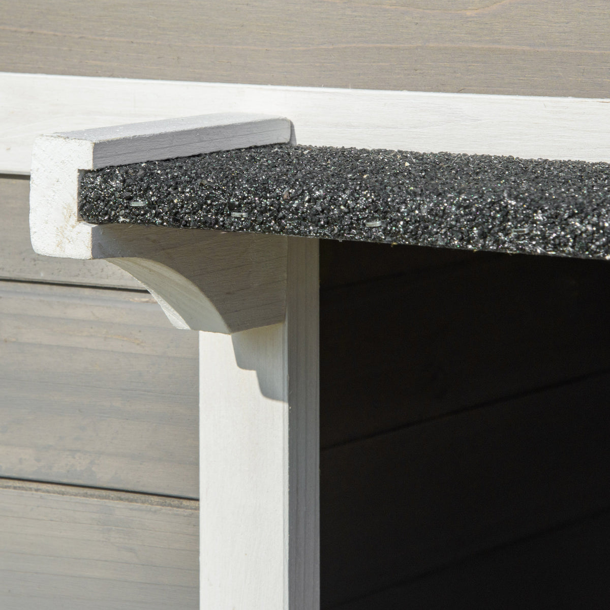 Maisonnette pour chats niche extérieure surélevé avec terrasse étanche en bois, dim. 115L x 66,5P x 74,7H cm, gris-7