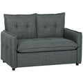 Canapé 2 places, canapé de salon moderne 131 cm avec assise rembourrée, coussins à ressorts, tissu en lin, gris foncé-0