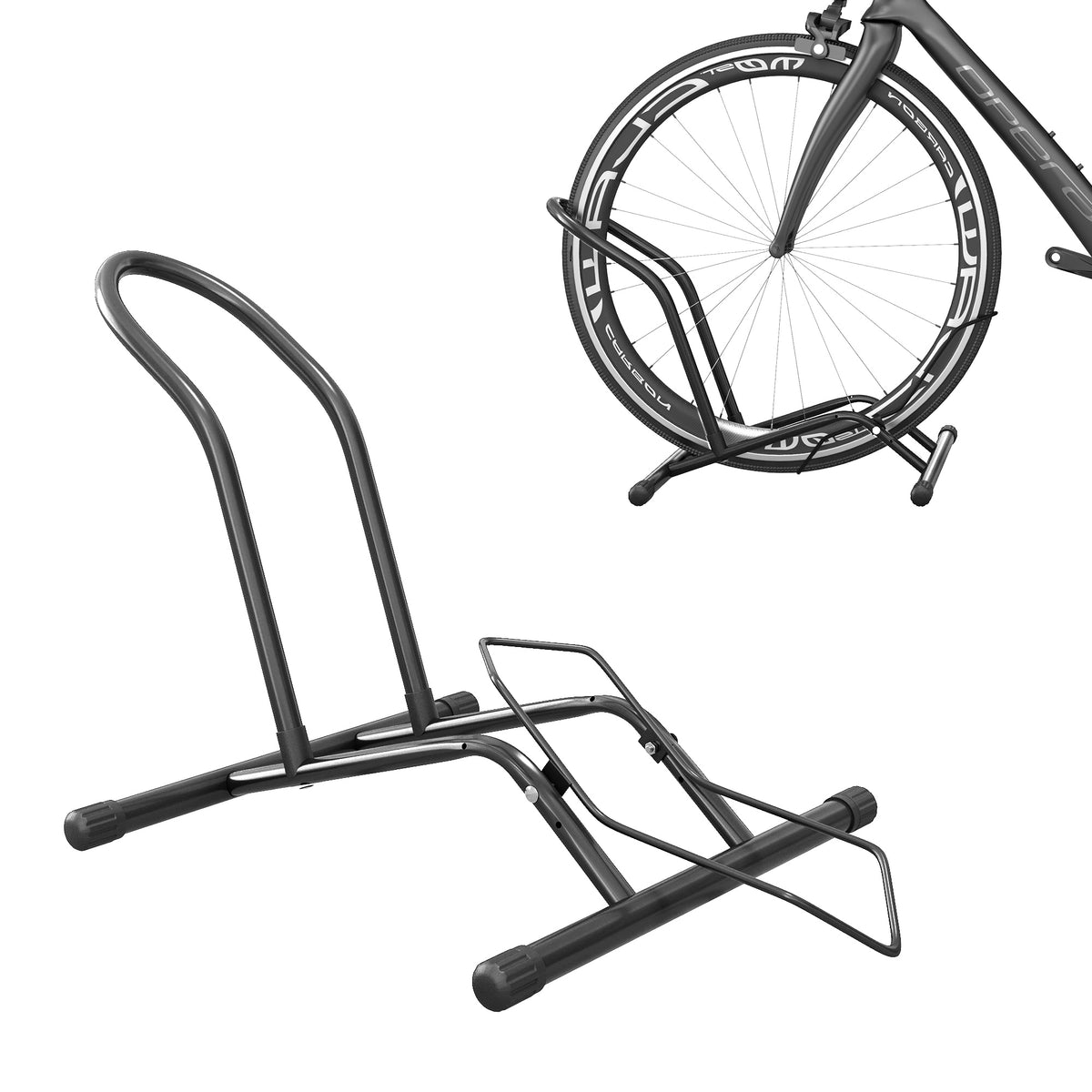 Porte-vélos en acier pour stationnement de vélos support vélo sol pour l'intérieur et l'extérieur 59x41x38 cm Noir-9