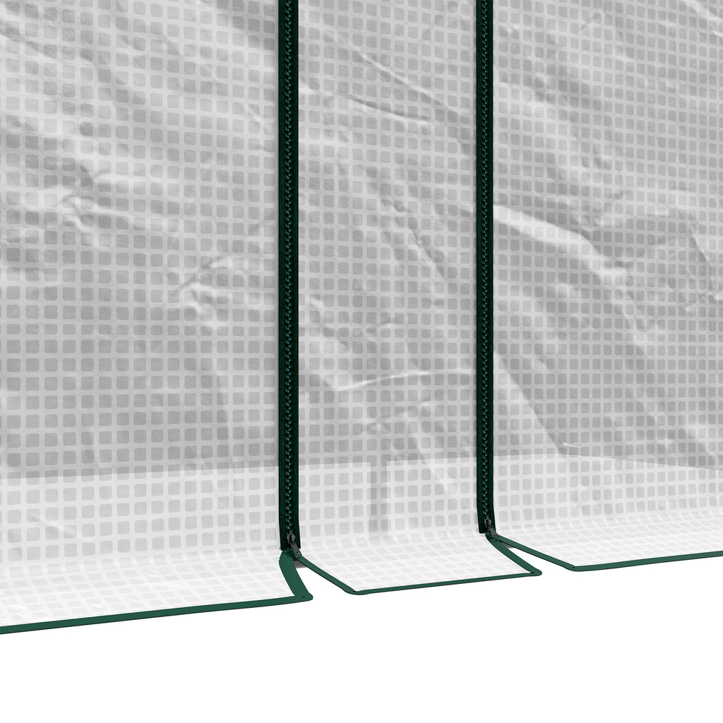 Serre de jardin 2 m² dim. 2L x 1l x 1,78H m 2 Portes zippées enroulables Acier PE Haute densité 140 g/m² Anti-UV blanc-8